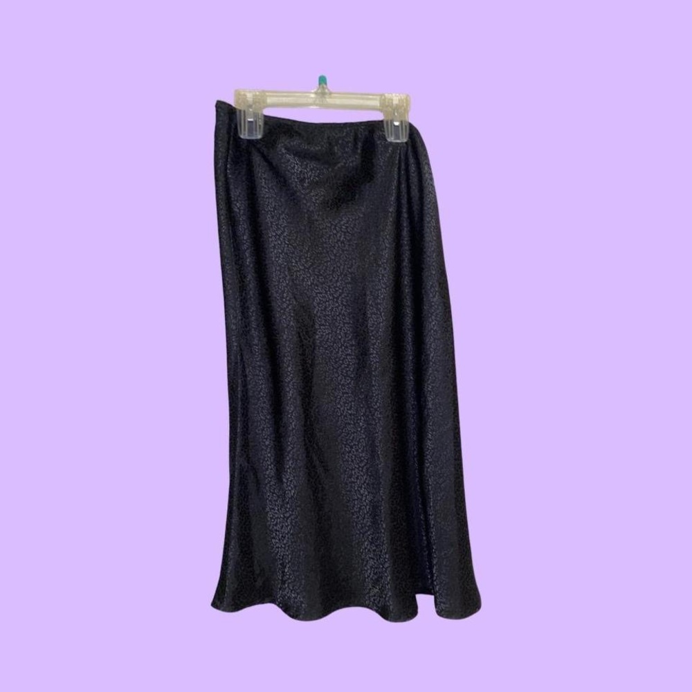 Black Cheetah Print Midi Bias Skirt